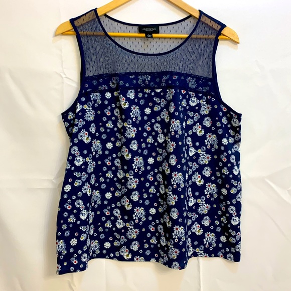 Jason Wu for Target Blue Floral Illusion Neck Tank Top - size Large - Picture 8 of 12